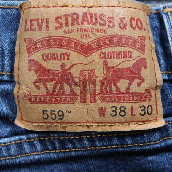 Levi’s 559 Jeans Men's 38x30 Blue Relaxed Straight Medium Wash Stretch - Picture 7 of 8
